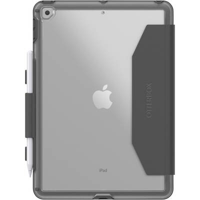 Ein Tablet mit einem durchsichtigen Rückengehäuse, sichtbar ist das Apple-Logo. An der Seite ist ein Stifthalter mit einem Stift angebracht.