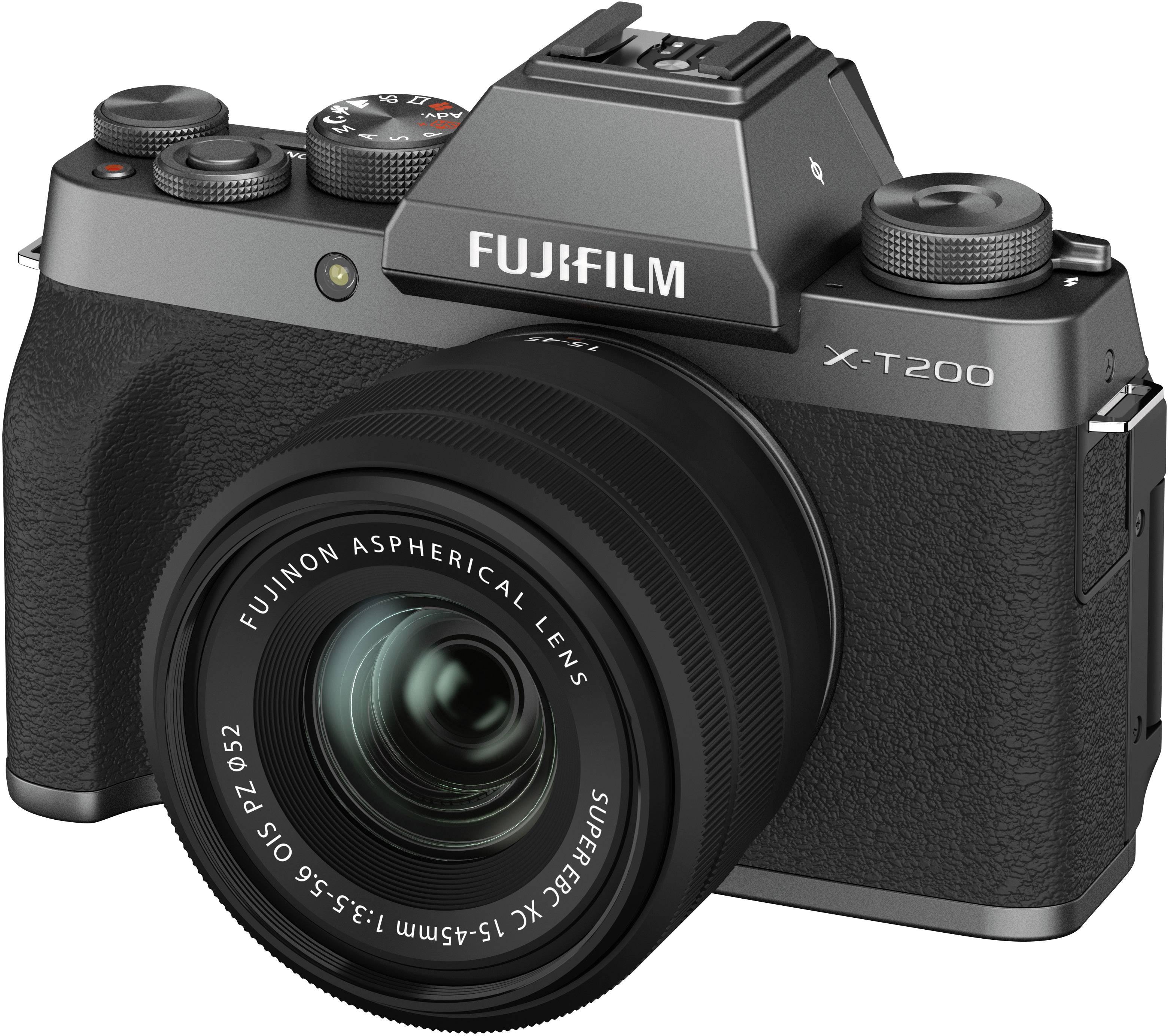 X-T200 + XC15 Digitalkamera 24.2 Megapixel Dark silver 4K-Video, Bluetooth, Full HD Video, Blitzschuh, WiFi