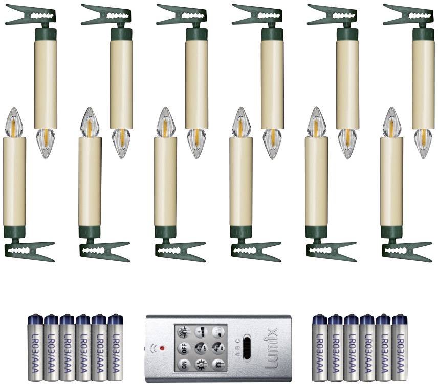Krinner 77122 Funk-Weihnachtsbaum-Beleuchtung Kerze Innen/Außen batteriebetrieben Anzahl Leuchtmittel 12 LED Warmweiß di-1