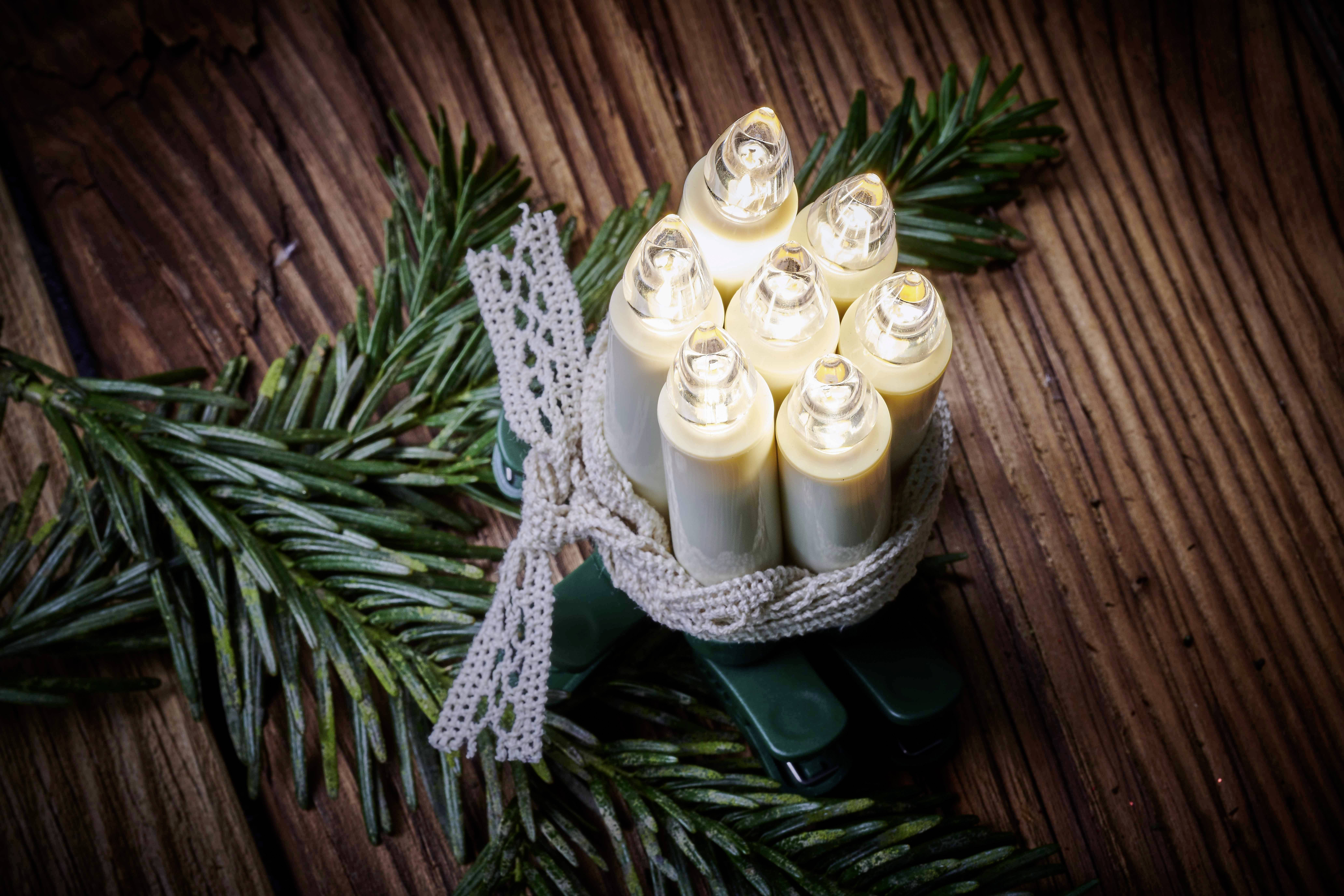 Krinner 77122 Funk-Weihnachtsbaum-Beleuchtung Kerze Innen/Außen batteriebetrieben Anzahl Leuchtmittel 12 LED Warmweiß di-5