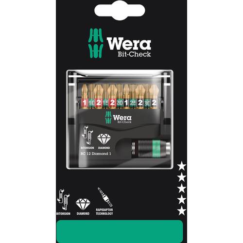 Thumbnail - Wera Bit-Check 12 Diamond 1 SB 05136392001 Bit-Set 1/4 (6.3 mm) inkl. Bithalter