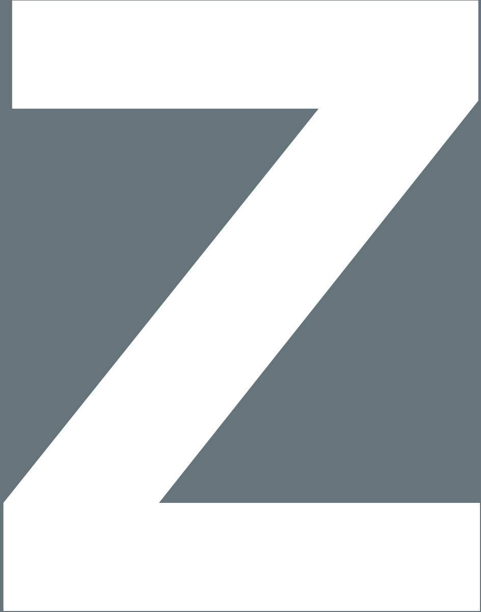 Großes weißes 'Z' auf dunkelgrauem Hintergrund.