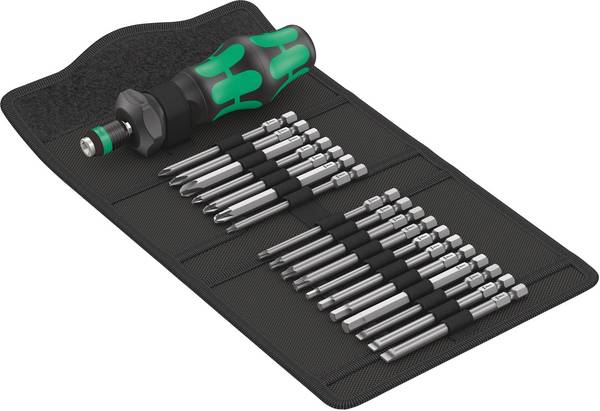 Wera Kompakt Turbo 1 05057482001 Bit-Set 18teilig 1/4" (6.3 mm) inkl. Bithalter-Schraubendreher, inkl. Drehmoment-Adapter, Schnellwechselfutter, zuschaltbares Planetengetriebe