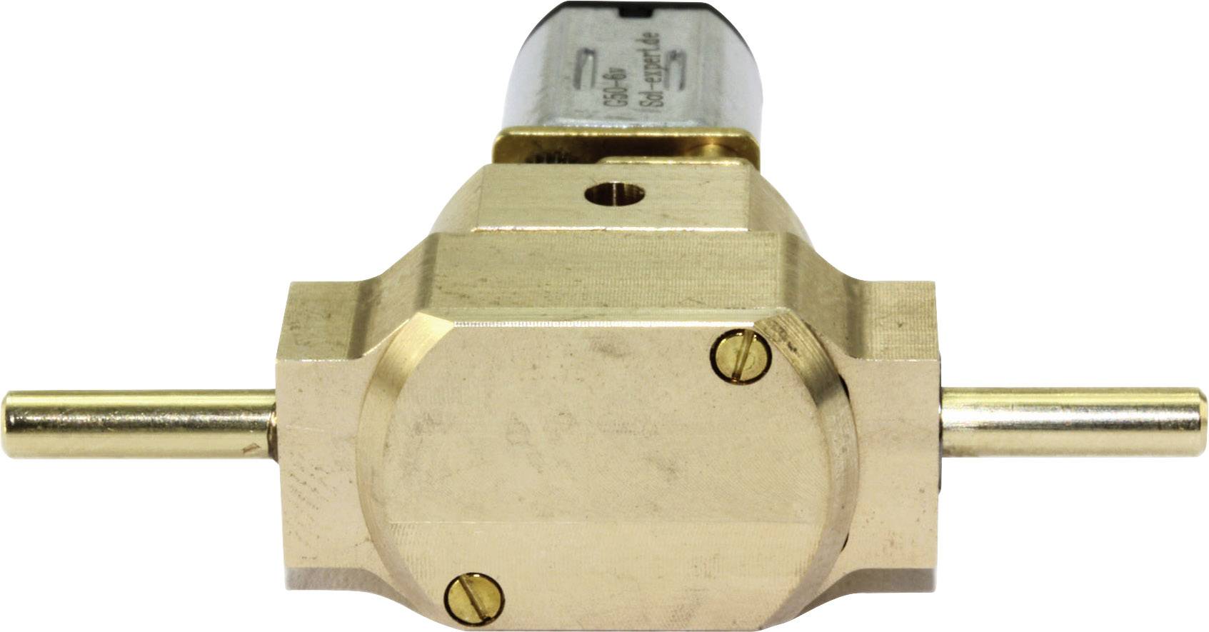 Messingfarbene Drehschieber-Pumpe mit zwei seitlichen Anschlüssen.