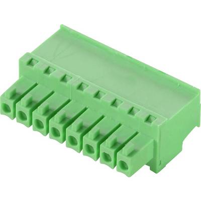 Grüner Steckverbinder mit acht Anschlüssen, häufig in elektronischen Geräten zur Verbindung von Bauteilen verwendet.