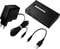 Ladegerät-Set mit Adapter, Displayeinheit und zwei Kabeln, geeignet für Ladezwecke und elektronischen Geräteanschluss.