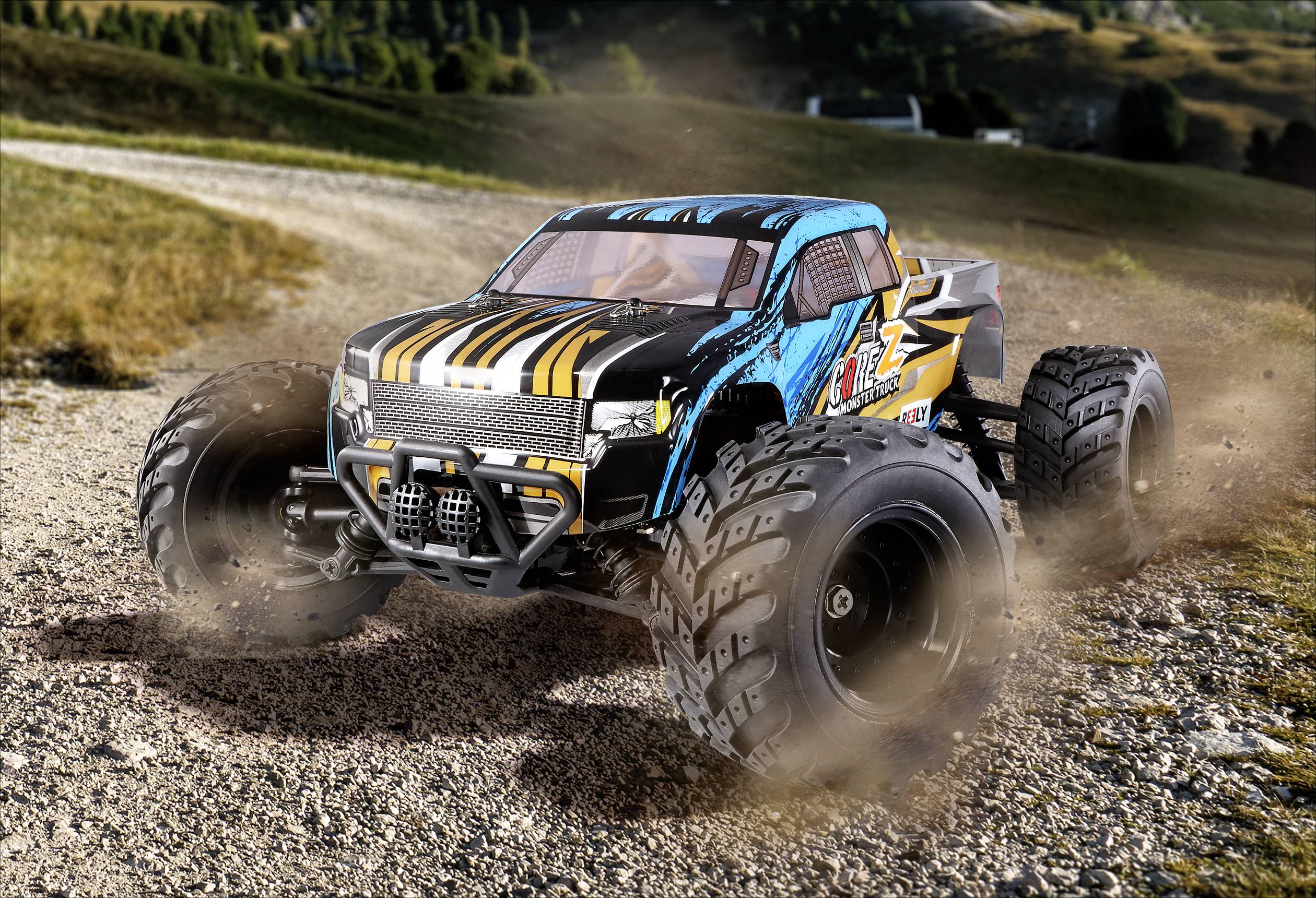 Reely CORE Z Brushed 1:10 XS RC Einsteiger Modellauto Elektro Monstertruck Allradantrieb (4WD) RtR 2,4 GHz inkl. Akku un-6