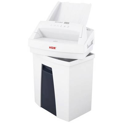 Ein weißer Aktenvernichter mit Papierfach und schwarzem Auffangbehälter, geeignet für die bürogerechte Zerkleinerung von Dokumenten.