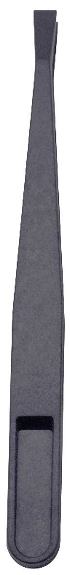 Schwarze Pinzette mit schmalen, flachen Spitzen, geeignet zum präzisen Greifen kleiner Objekte.