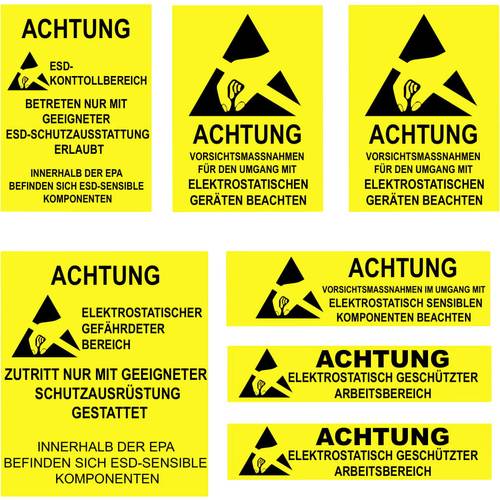 Thumbnail - Quadrios ESD-Warnschild 1 St. Gelb, Schwarz (L x B) 140 mm x 140 mm
