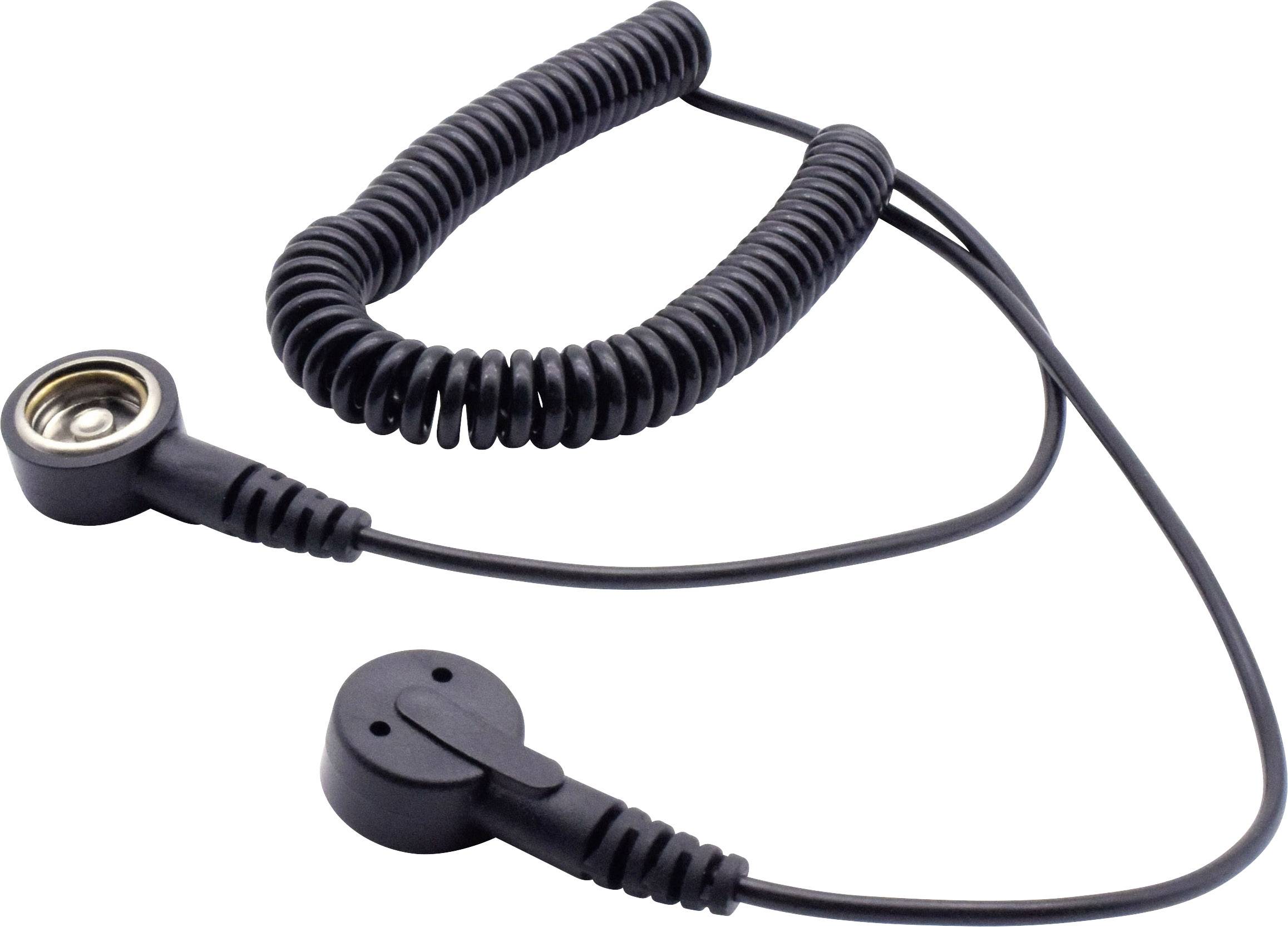 Ein gewundener schwarzer Kabelschalter mit zwei runden Enden, geeignet für medizinische oder technische Geräte.