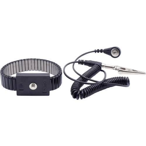 Quadrios ESD-Handgelenkband Schwarz Druckknopf 4 mm