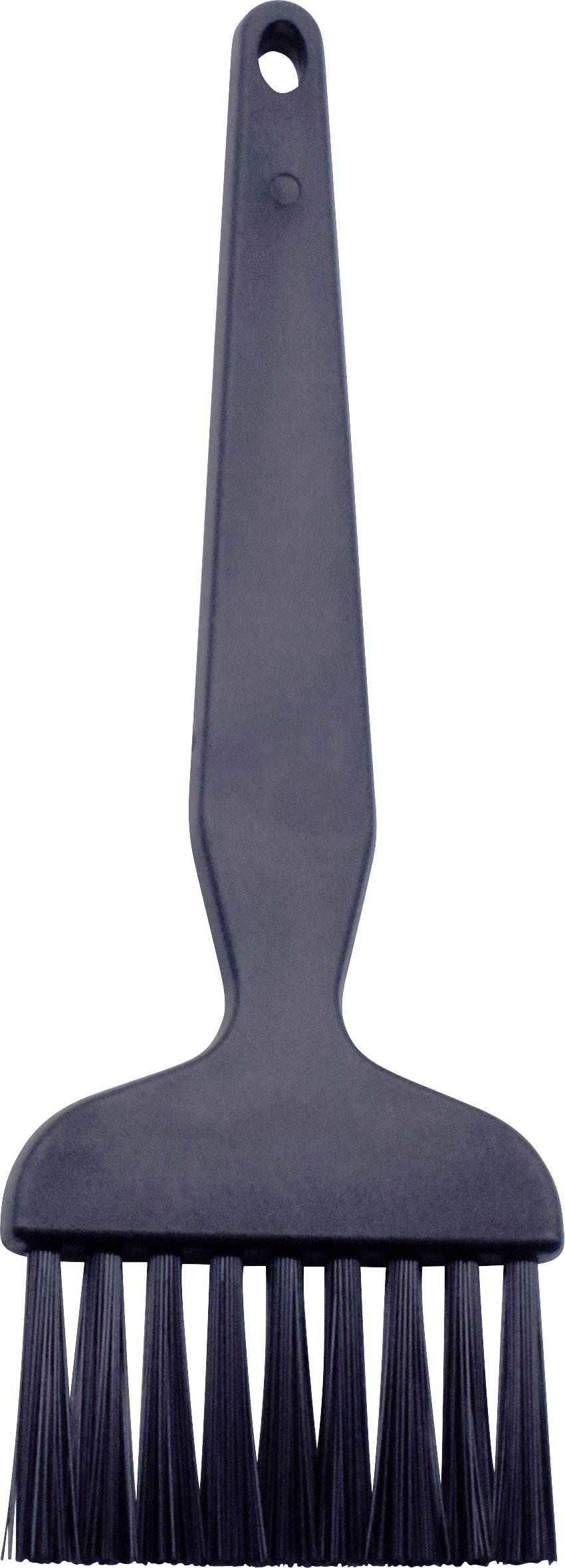 Ein schwarzer Teigpinsel mit einem langen Griff und Borsten, die sich ideal für das Auftragen von Saucen oder das Bestreichen von Gebäck eignen.