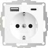 2USB 2U-449511 1fach Schutzkontakt-Steckdose mit USB-Ladeausgang, erhöhter Berührungsschutz, VDE IP20 Reinweiß (RAL 9010)