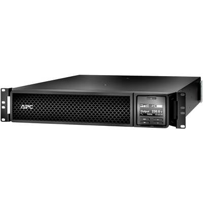 USV-Gerät in Rack-Montage, schwarze Front mit Wabenmuster, Display zeigt 'Output 230.0V', Taste zur Steuerung vorhanden.