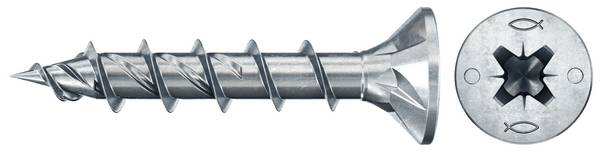 Fischer 670489 Power-Fast II CZF Spanplattenschraube 6 mm 30 mm Kreuzschlitz Pozidriv    Stahl galvanisch verzinkt 50 St.