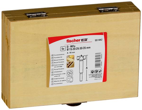 Fischer 551442 Forstnerbohrer-Set 5teilig Gesamtlänge 90 mm 5 Teile
