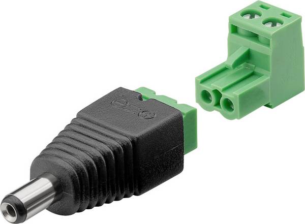 Goobay Terminal Block 2-pin > DC-Stecker (5,50 x 2,10 mm) - abnehmbare Schraubbefestigung, 2-teilig