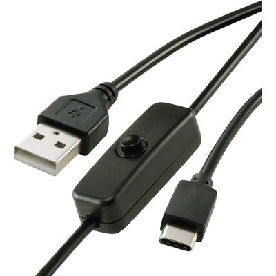 Renkforce  Strom-Kabel Raspberry Pi [1x USB 2.0 Stecker A - 1x USB-C® Stecker] 1.00 m Schwarz inkl. Ein/Aus-Schalter