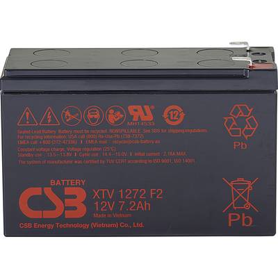 CSB Battery XTV1272 XTV1272 Bleiakku 12 V 7.2 Ah Blei-Vlies (AGM) (B x H x T) 151 x 99 x 65 mm Flachstecker 6.35 mm Wart