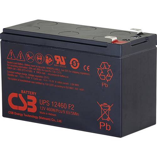 Thumbnail - CSB Battery UPS 12460 high-rate UPS12460F2 Bleiakku 12 V 9.6 Ah Blei-Vlies (AGM) (B x H x T) 151 x 99 x 65 mm Flachsteck...
