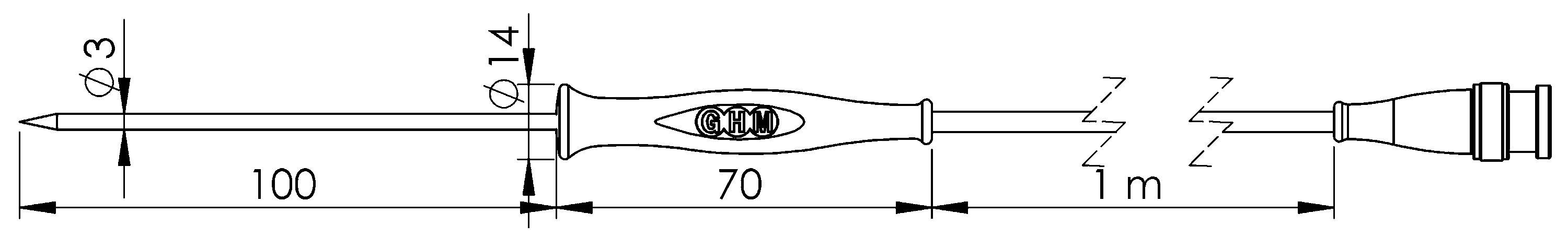 GREISINGER GF1T-E3-AA-BNC Einstechfühler -70 bis +250 °C Fühler-Typ Pt1000