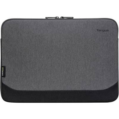 Graue Laptop-Hülle aus Stoff mit schwarzem Akzent unten, Markenname 'Targus' oben rechts, stilvolles und schützendes Design.