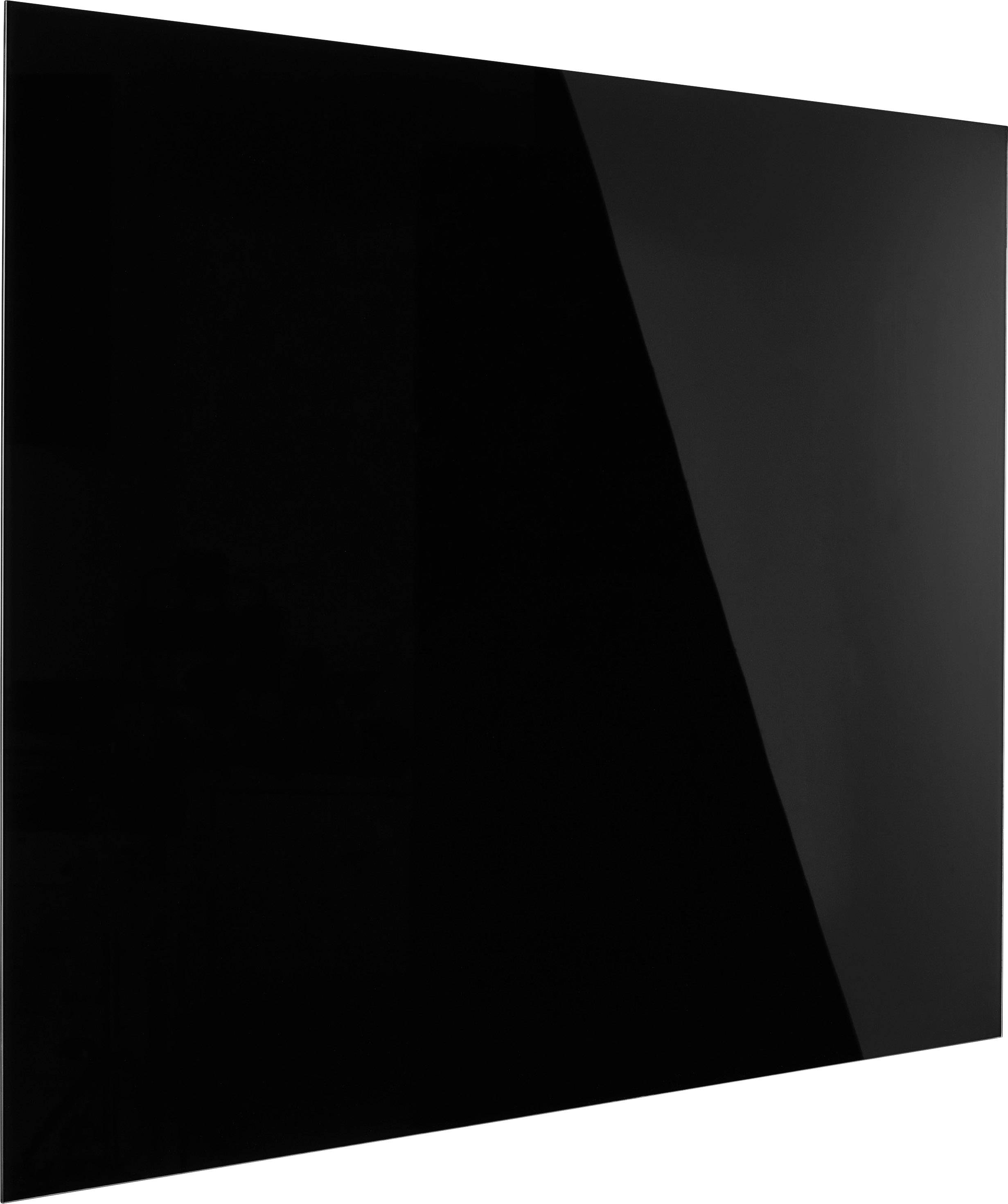 Schwarzes, glänzendes Rechteck, leicht geneigt. Minimalistische Darstellung ohne erkennbare Details oder Muster.