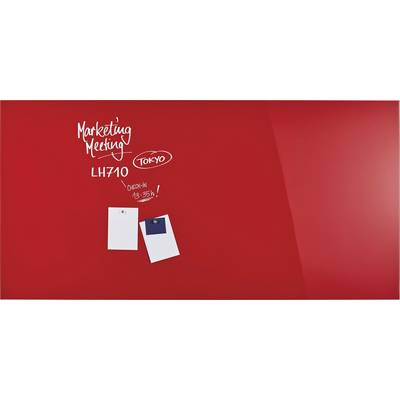 Rote Tafel mit Notizen und der Aufschrift 'Marketing Meeting LH710 Tokyo Check-in in 35 Min'.