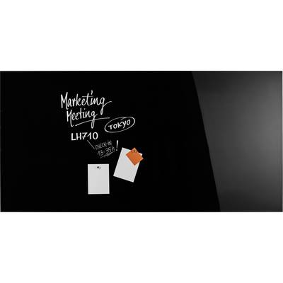 'Marketing Meeting' und 'LH710 Tokyo' auf schwarzem Hintergrund, mit Notizzettel und Check-in Zeit '13:35h'.