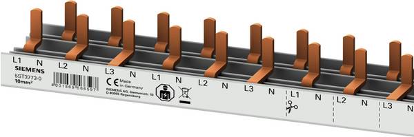 Siemens 5ST37730 Stiftsa.schiene kompakt, 10mm2 Anschluss 3p/N Kompaktgerät 1 TE berührungssicher Sammelschiene Anzahl Reihen 3 10 mm² 63 A 230 V Leiter-Typ = L, L, L, N 1 St.
