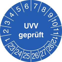 Image of SafetyMarking 30.0795_23-28 Prüfplakette UVV geprüft 2023-2028 Blau Folie selbstklebend (Ø) 3 cm 3 cm 15 St.