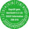 SafetyMarking 30.C2170_22-27 Prüfplakette Geprüft gem. BetrSichV §3 (3), DGUV Information 208-016 2022-2027 Grün Folie selbstklebend (Ø) 3 cm 3 cm 15 St.
