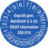 SafetyMarking 30.C2170_23-28 Prüfplakette Geprüft gem. BetrSichV §3 (3), DGUV Information 208-016 2023-2028 Blau Folie selbstklebend (Ø) 3 cm 3 cm 15 St.