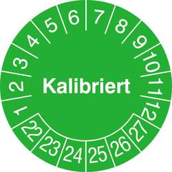 Image of SafetyMarking 30.0778_22-27 Prüfplakette Kalibriert 2022-2027 Grün Folie selbstklebend (Ø) 1.5 cm 1.5 cm 40 St.