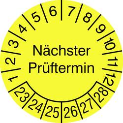 Image of SafetyMarking 21.3733_23-28 Prüfplakette Nächster Prüftermin 2023-2028 Gelb Folie selbstklebend (Ø) 10 cm 10 cm 1 St.