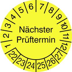 Image of SafetyMarking 21.3733_22-27 Prüfplakette Nächster Prüftermin 2022-2027 Gelb Folie selbstklebend (Ø) 10 cm 10 cm 1 St.