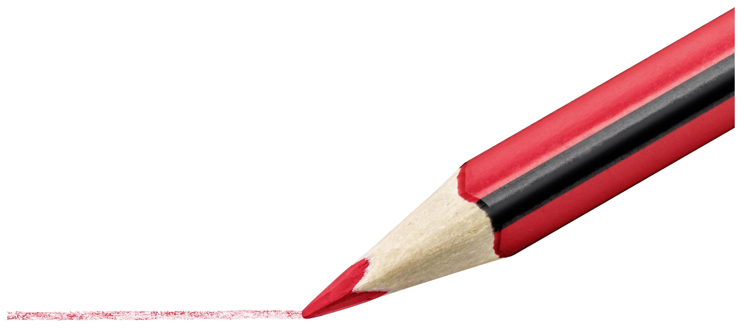 Roter Bleistift, der eine Linie auf einem weißen Blatt Papier zieht.