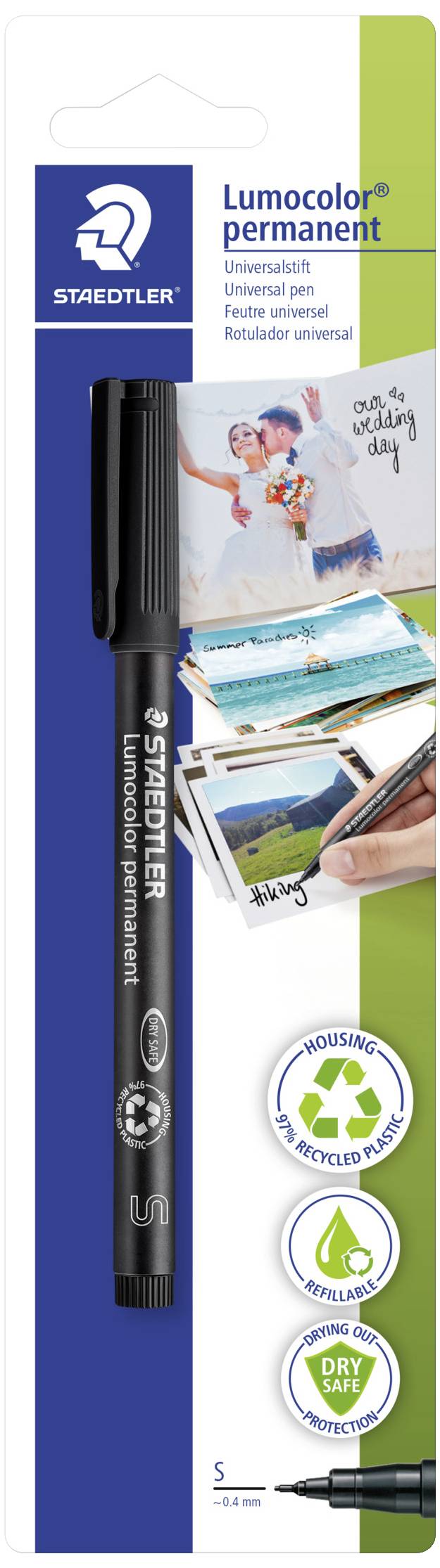 STAEDTLER Lumocolor 313-9 BK-1 Permanentmarker Schwarz wasserfest: Ja