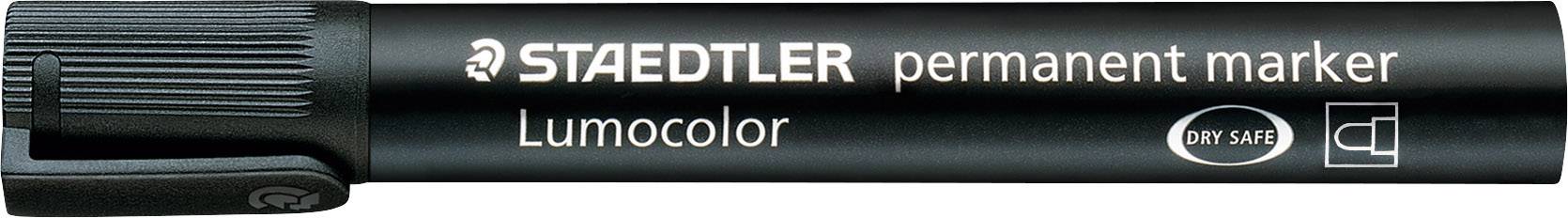 Schwarzer 'Staedtler Lumocolor' Permanentmarker. Trocken abwischbar, für vielseitigen Gebrauch.