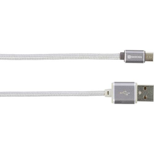 Skross USB-Kabel USB 2.0 USB-A Stecker, USB-Micro-B Stecker 1.00 m Silber 2700240