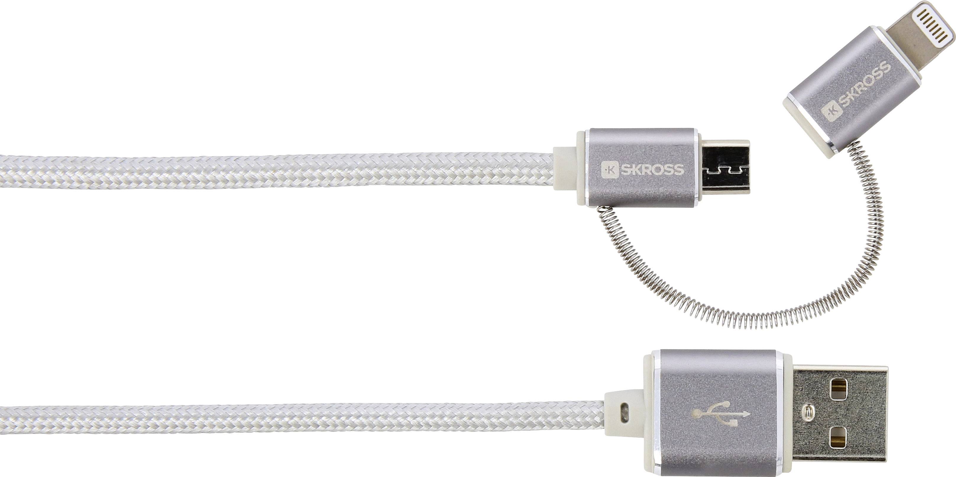 SKROSS iPod/iPhone/iPad Pro/iPad USB-Kabel [1x USB - 1x Micro-USB-Stecker, Apple Lightning-Stec