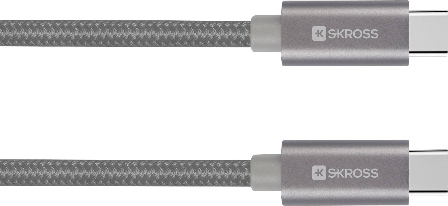 Skross USB-Kabel USB 2.0 USB-C® Stecker, USB-C® Stecker 2.00 m Grau 2700274