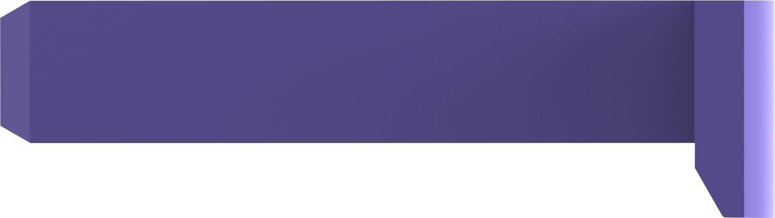 Ein dunkelblauer, horizontaler Banner mit einem abgeschrägten Ende auf der linken Seite und einem schmalen, senkrechten Streifen rechts.