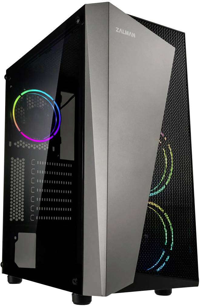 Zalman S4 Plus Midi-Tower Gaming-Gehäuse Schwarz 3 Vorinstallierte LED Lüfter, Seitenfenster, Staubfilter-0