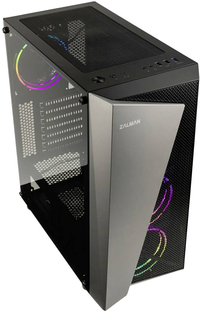 Zalman S4 Plus Midi-Tower Gaming-Gehäuse Schwarz 3 Vorinstallierte LED Lüfter, Seitenfenster, Staubfilter-1