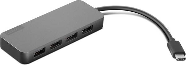 Lenovo 4X90X21427 USB-Hub 4 Port USB-A USB 3.1 Gen2 10 GBit/s Eisen-Grau USB-C to 4-Port USB-A
