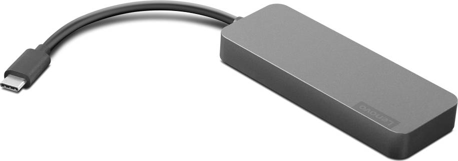 Ein graues USB-C-Dockingstation mit mehreren Anschlussmöglichkeiten, verwendet für die Erweiterung von Geräten.