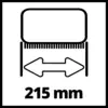 '215 mm' ist unter einem Diagramm mit einem Doppelpfeil-Symbol, das die Breite anzeigt.