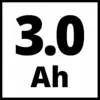 '3.0 Ah' in schwarzem Text auf weißem Hintergrund.